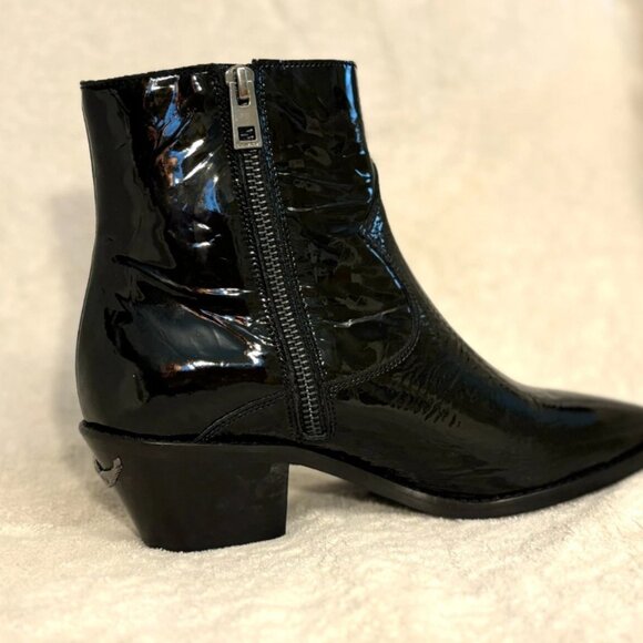 Zadig & Voltaire Woman's Black Ankle Boots Leather US 7.5 EU 38 New-No Tags - Picture 6 of 16